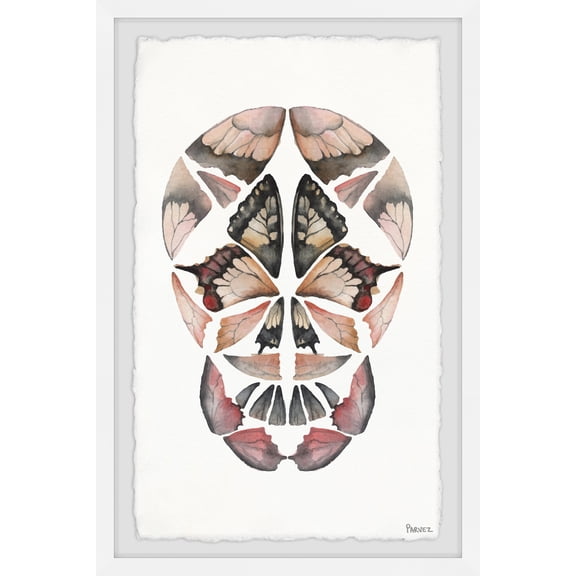 Parvez Taj "Kaleidoscope Butterfly Skull" Framed Painting Print