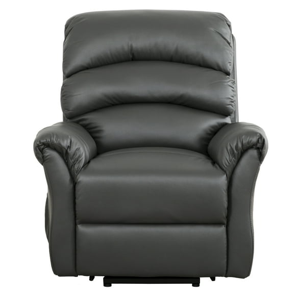 Primo Fitzgerald Power Lift Recliner – 37-inch Wide Chair in Charcoal Faux Leather, Dual Motor with Remote, Adjustable Recline for Mobility Support