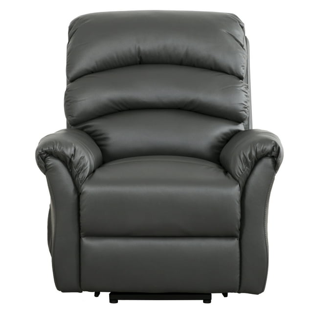 Primo Fitzgerald Fauteuil Releveur Électrique Recliner – Chaise en Similicuir Charbon de 37 Pouces de Large avec Accoudoirs Rembourrés, Dossier à Coussin Divisé, Fonctions de Levage et d'Inclinaison à Double Moteur Contrôlées par Télécommande Filaire, Cadre en Bois d'Ingénierie et Mousse de Siège de Soutien avec Ressorts Ensachés, Convient aux Sièges de Salon et au Soutien de la Mobilité.