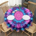 thumbnail image 3 of Colorful Tie Dye Mandala Pattern Round Tablecloth 60"x60",Wrinkle Wipeable Table Cloth for Kitchen Dining Room Picnic Patio Party, 3 of 6