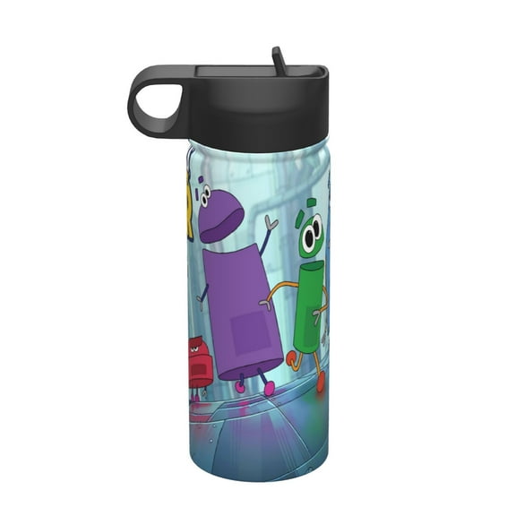 Storybots Kids Insulated Water Bottle With Straw - 18 Oz Stainless Steel Double Wall Vacuum Cup, Leakproof, Bpa Free, Suitable For Boys And Girls
