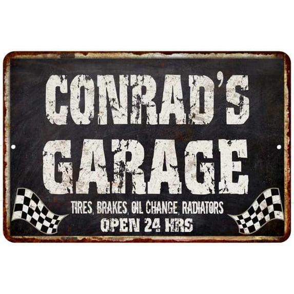CONRAD'S Garage Black Grunge Sign 8x12 Decor Gift 108120005257