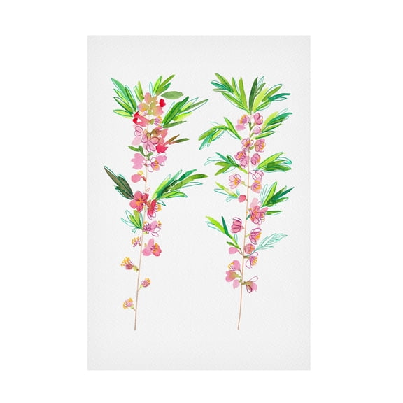 Trademark Fine Art Kata Botanical Dwarf Russian almond or Prunus tenella botanical painting Canvas Wall Art