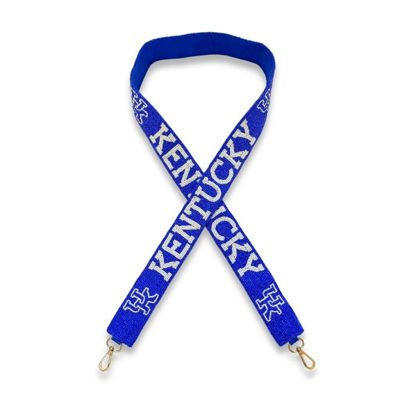 Lashicorn Kentucky Beaded Purse Strap Blue and White College Game Day Clear Handbag Replacement Strap Stadium Football University 49 Gold Hardware Clips for Sports Fans Bag Cats