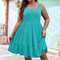 thumbnail image 4 of Vestido Holgado para Mujer, de Gran Tamaño, con Hombros Descubiertos, Elegante, Liso, Azul XXXL, 4 of 7