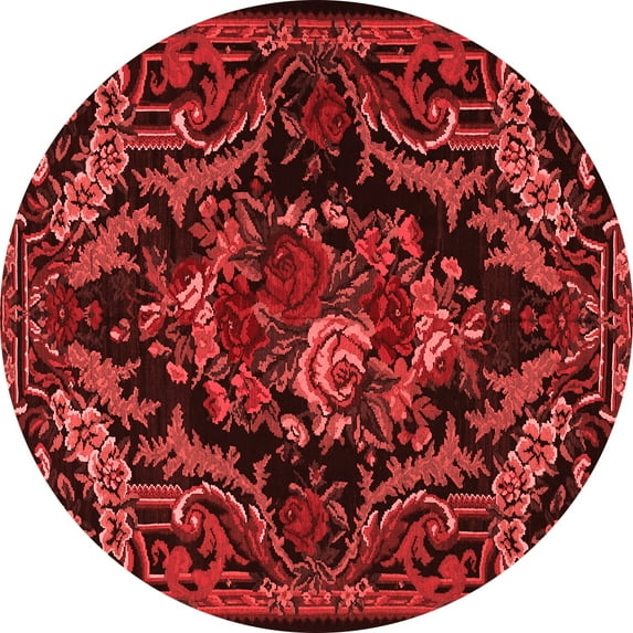 Ahgly Company Indoor Round Medallion Red French Area Rugs, 6' Round