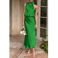 thumbnail image 4 of Vestido PRETTYGARDEN 2025 de satén sin mangas con cuello simulado verde grande, 4 of 8