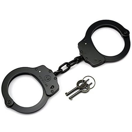 Lock Handcuffs - Heavy Duty Double Lock Solid Steel Police Edition Handcuffs w/ Keys