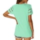 thumbnail image 4 of Camiseta informal de manga corta con cuello redondo y encaje para mujer, Tops de verano de Color puro para ir de compras y citas, 4 of 6