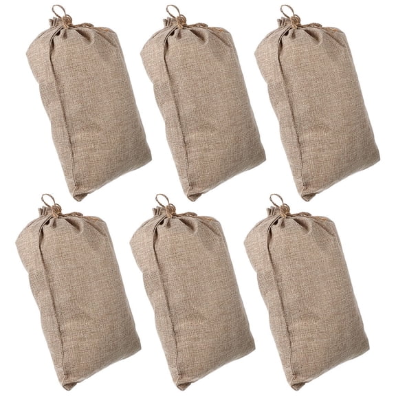 Fruit and Vegetable Storage Burlap Bags – 6 Pack Drawstring Sacks for Potatoes, Onions, Garlic, Produce – Breathable, Reusable, Large Capacity, Natural Beige – Rustic Kitchen Pantry Organization