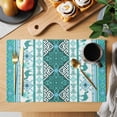 thumbnail image 2 of Turquoise Boho Placemats Set of 6 Southwest Aztec Tropical Tree Animals Motifs Place Mats Indoor Wipeable Table Mats Washable Dining Table Placemats for Kitchen Holiday Party Home Decor 13x19 Inch, 2 of 9