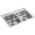 thumbnail image 1 of STERLING DOUBLE-BOWL KITCHEN SINK, 20-GAUGE STAINLESS STEEL, 33X22X8 IN., 1 of 1