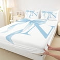 thumbnail image 4 of Erosebridal Blue Bowknot Full Size Sheets for Girls, Monogrammed N Bed Sheets, 4pcs, 1 Flat Sheet, 1 Fitted Sheet and 2 Pillowcases, 4 of 5