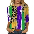 thumbnail image 2 of Women Mardi Gras Tee Shirts Plus Size Masked Graphic Tees 3/4 Sleeve Loose Fitted Tops Comfy Soft Crew Neck Carnival Party Blouse Celebration Outfits, 2 of 6