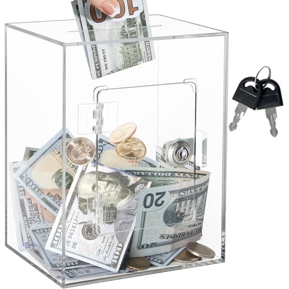 Piggy Bank for Adults Must Break to Open, Acrylic Clear Piggy Bank Money Saving Box for Cash Saving, Unopenable Adults Large Bank for Real Money Bank Coin Bank Change Jar5.9 x 4.72 x 7.9 inch
