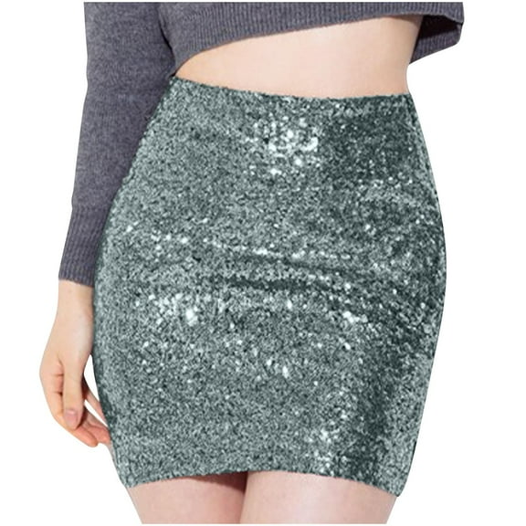 Kaemgyyd Women's Sequin Bodycon Skirt High Waist Slim Sparkly Glitter Pencil Mini Skirt for Night out Party