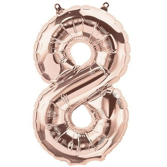 16 inch Number 8 - Northstar - Rose Gold (Air -Fill Only) Foil Mylar Balloon - Party Supplies Decorations