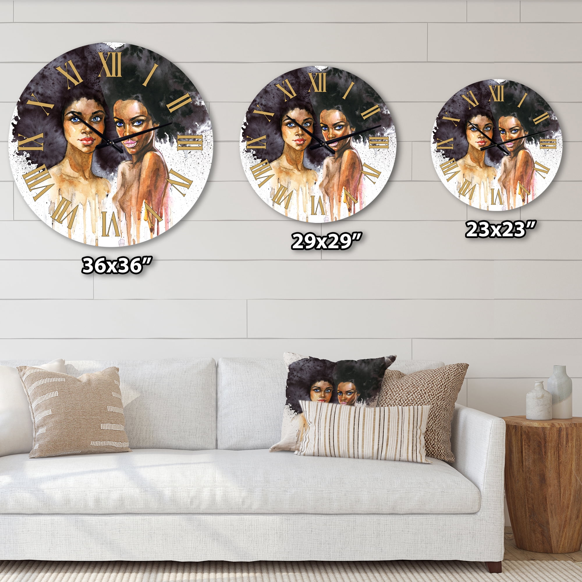 Designart 'Portrait Of Two Afro American Women' Modern Wall Clock