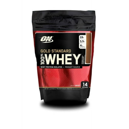 Optimum Nutrition Gold Standard 100% Whey Protein Powder, Double Rich Chocolate, 24g Protein, 1lb,