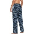 thumbnail image 5 of Men's Pajama Pants with Pockets Sleepwear Lounge Pants Stretch Casual Blue Leopard Animal Print, 5 of 6