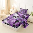 thumbnail image 2 of Castle Fairy Gothic Skull Twin Sheets 3pcs,Watercolor Rose Pansy Floral Bedding,Purple Gray Black,1 Fitted Sheet,1 Flat Sheet and 1 Pillowcase, 2 of 6