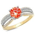 thumbnail image 2 of 1.27 ct Round Cut Simulated Red Diamond Solitaire with Accents Engagement Ring for Women in 14K Yellow/White Gold, 2 of 2