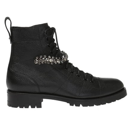 

Jimmy Choo Ladies Cruz Black Grainy Leather Combat Boots Brand Size 35 (US Size 5)