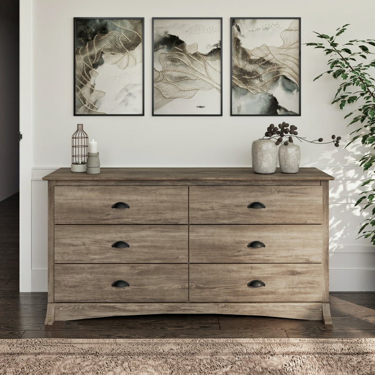 Prepac Salt Spring 6-Drawer Dresser, Drifted Gray