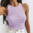thumbnail image 2 of UPPADA Womens Tank Tops 2025 Sleeveless Round Neck Ruched Spring Summer Basic Shirts Trendy Cute Outfits Women Sleeveless Tank Top,Tank Top for Women Plus Size Purple,L, 2 of 6