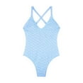 thumbnail image 2 of Summer Fashion Sawvnm Women Solid Color Sexy Backless Strap Bikini Swimsuit Mesh Bikini Set Sky Blue L, 2 of 7