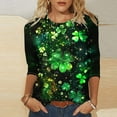 thumbnail image 3 of Guluxicc Womens St. Patrick's Day Tunic Tops Casual Round Neck Long Sleeve Shirts Shamrock Clover Graphic Print Pullover Tops, S, 3 of 5