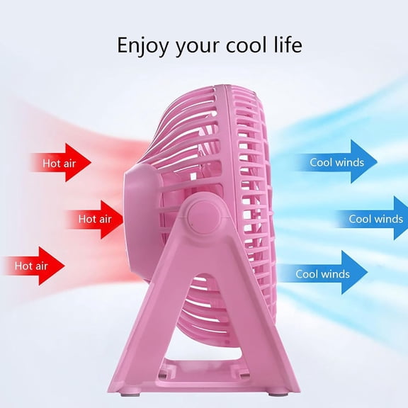 Portable Small Fan with Safety Filter Screen, Ultra Quiet Desktop Fan, 360° Rotation USB Cooling Mini Fan, Personal Cooling, Rechargeable Air Circulator Fan(Pink)