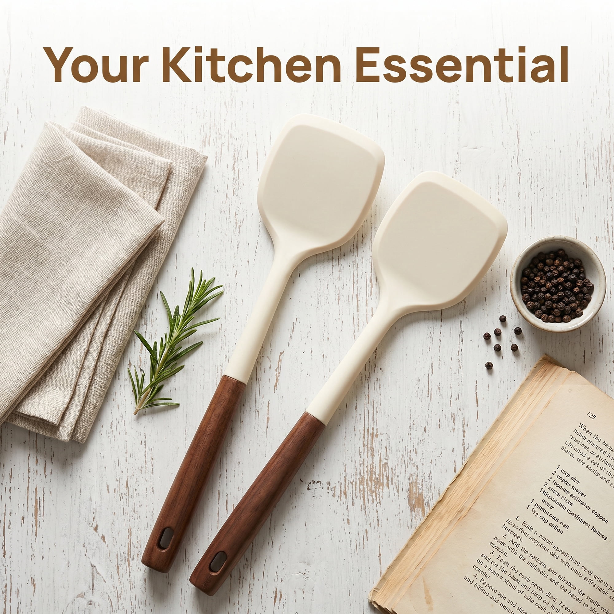 Unique Bargains Silicone Spatula Set, Kitchen Utensils with Tools White 13.4x3.1x0.8 inch