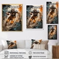 thumbnail image 4 of Designart "Fragmented Plays Grey Football wall decor" Sports Floater Framed Wall Art Living Room, 4 of 7