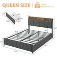 thumbnail image 3 of TROPOW Full Size Bed Frame,with 2 Storage Drawers and Charging Station, Rustic Linen Upholstered Platform Bedframe with Storage Headboard, No Box Spring Needed, Easy Assembly, Noise Free, Grey, 3 of 7