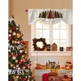 thumbnail image 4 of Merry Christmas Tree Tie Up Valances Curtain, Red Green Black Plaid Vintage Linen Adjustable Rod Pocket Short Window Treatment Tie Up Curtains Valances for Kitchen Living Room Bathroom 42x12 Inches, 4 of 9