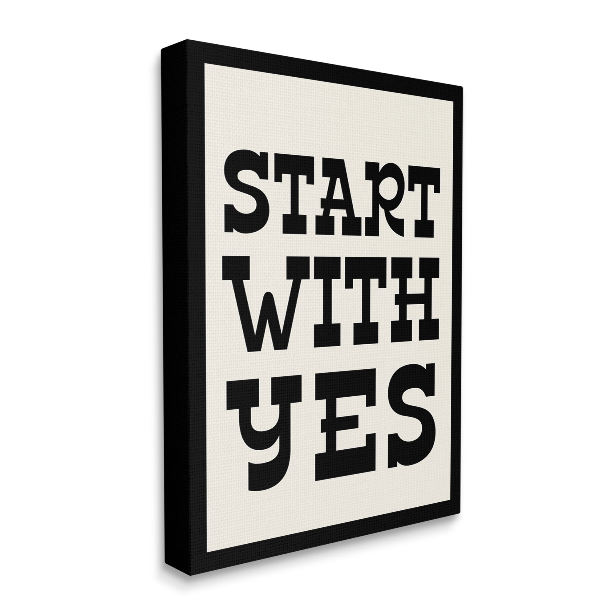 Stupell Industries Start With Yes Phrase Inspirational Painting Gallery Wrapped Canvas Print Wall Art, 36 x 48