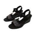 thumbnail image 4 of CQONEPT Women Wedge Sandals Sparkly Rhinestone Open Toe Fashion Dressy Sandals Evening Wedding Prom Shoes Size 7.5 Black, 4 of 8