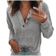 thumbnail image 1 of Hauts pour Femmes à Manches Longues Mode pour Femmes Blouse à Manches Longues Haut à Manches à Col en V Chemisier Uni en Chiffon, 1 of 9