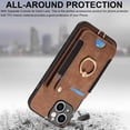 thumbnail image 6 of Card Holder Wallet for iPhone 15 Phone Case,Ring Holder Stand,RFID-Blocking,Wrist Strap,Camera Protector,Leather Magnetic Protective Flip Cover Cases for iPhone 15 2023 (6.1", Brown), 6 of 14