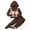 Coffee, variant on YDFCWXW Toddler Kid Girl Clothes Print Drop Shoulder Hoodie Put Together Plaid Pants 2PC Set (Coffee, 6-7 Years)