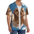 thumbnail image 2 of Fuzoiu Playful Cat Fisheye View Print Men's Casual Short,Men's Short Sleeve Shirt,Mens Casual Button Down Shirts,Cuban Collar Summer Shirt for Beach, Vacation, and Outdoor Activities-4X-Large, 2 of 5