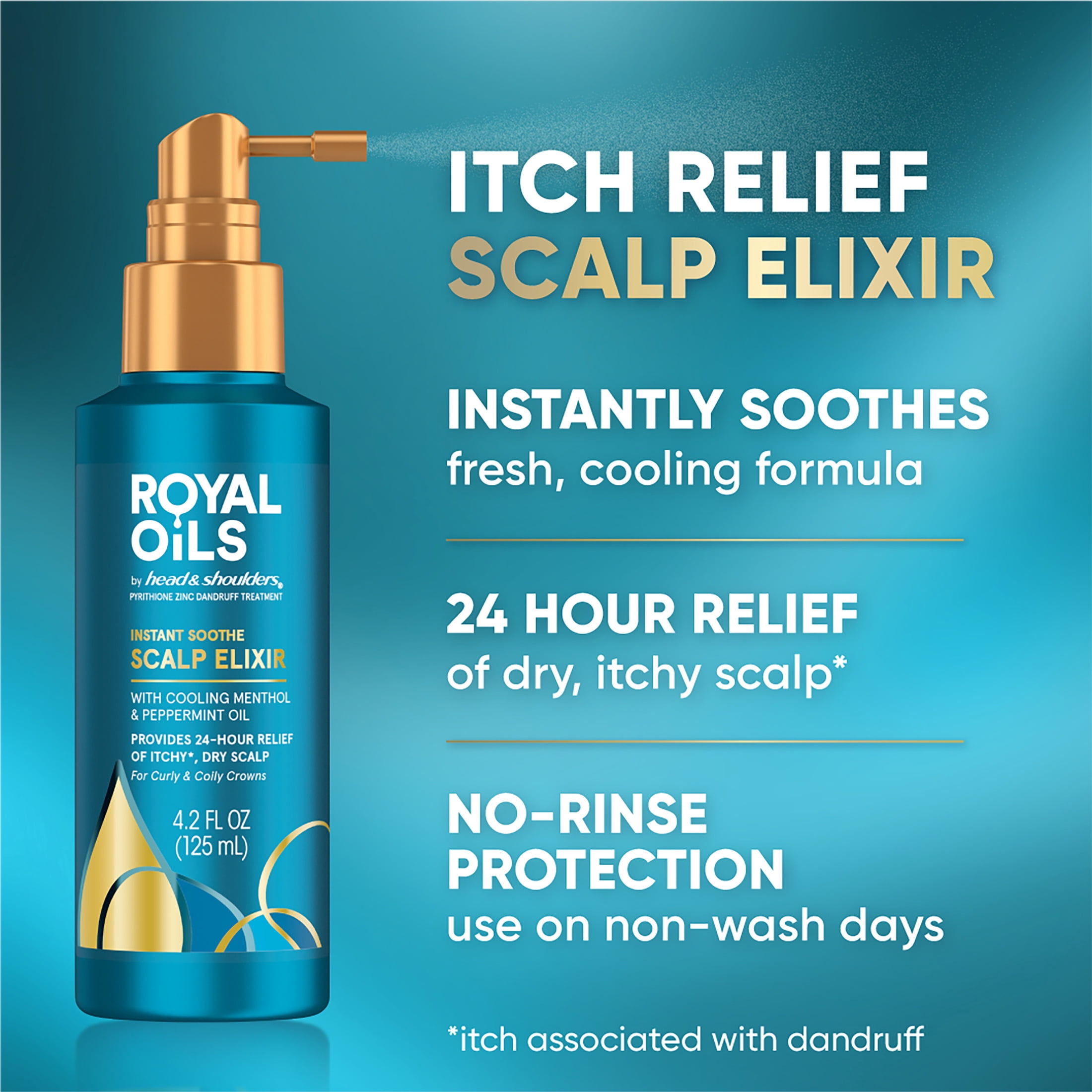 Head & Shoulders Royal Oils Instant Soothe Scalp Elixir Treatment, 4.2 fl oz, for Dry Scalp