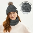 thumbnail image 2 of Loritta 3 Pcs Women Winter Hat and Gloves Sets, Beanies Knit Classic Neck Warmer and Touchscreen Gloves Gray, 2 of 6