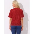 thumbnail image 3 of DARING DIVA Women's Costume Sequin Clubwear Blouses T-Shirts M Red, 3 of 6