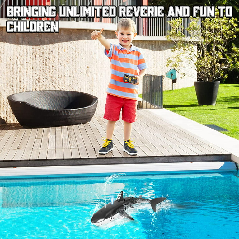 Autucker Remote Control Shark Toy 1:18 Scale High Simulation Shark for  Rechargeable 2.4G Remote Control Boat Pool Games,Swimming Pool Bathroom  Great Gift RC Boat Toys for Boys and Girls 