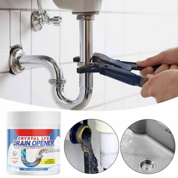 Crystal Lye Drain Opener, 260g Crystal Lye Drain Cleaner, Unclogs Bathroom and Kitchen Sinks, Drains, Shower Pipes 9.17oz, Compatible with Instant Power