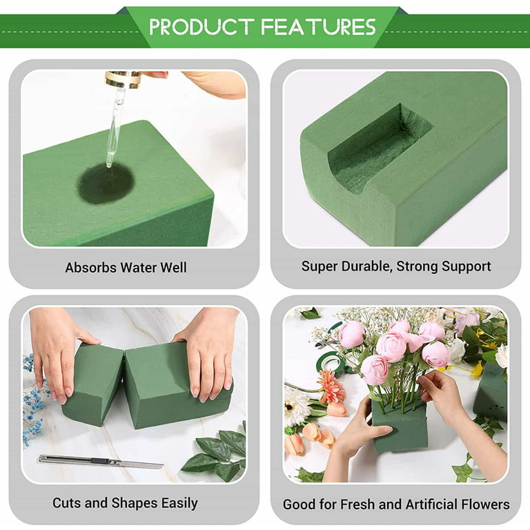 4 Pcs Floral Foam for Fresh and Artificial Flowers, Happon Wet and