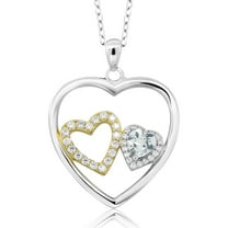 Gem Stone King 0.85 Ct Heart Shape Sky Blue Aquamarine 925 Sterling Silver Pendant