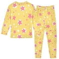thumbnail image 2 of FORMRS Long Sleeve Top and Pants Pajama Set for Niños 2-Piece Sleepwear, Sizes 18M-8Y, Yellow Stars, 2 of 6